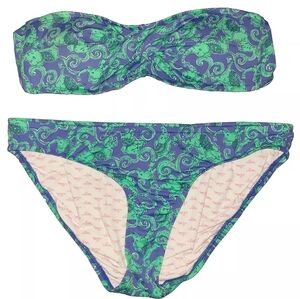 Lilly Pulitzer Blue and Green Patterned Bikini